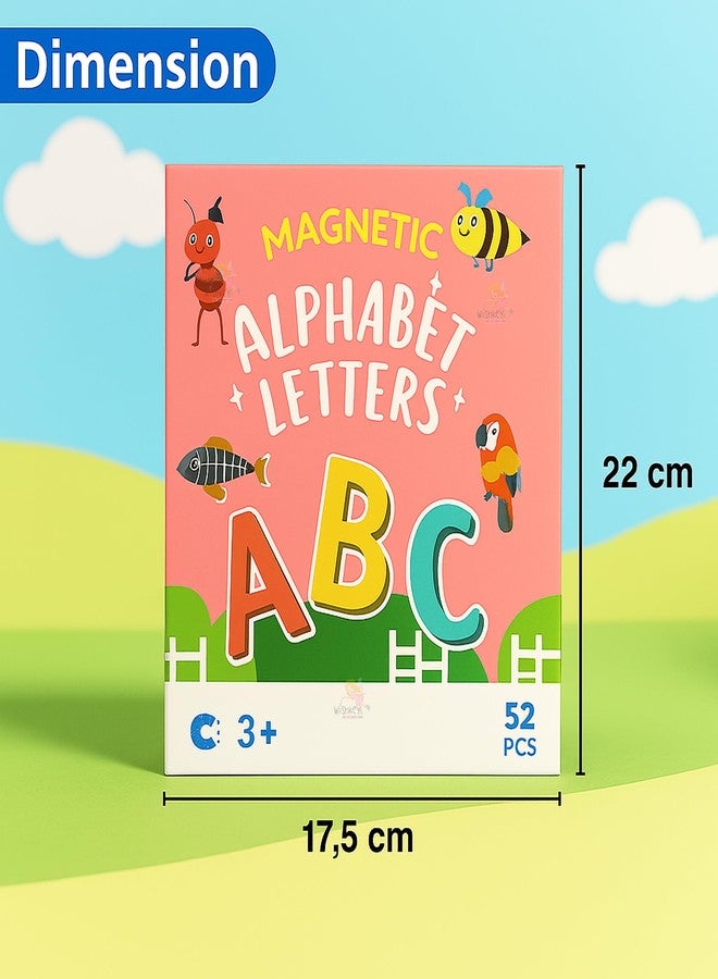 ويش كي حروف أبجدية مغناطيسية للأطفال من ويشكي - 52 قطعة من الحروف الكبيرة مع بطاقات تعليمية للحيوانات، لعبة تعليمية مونتيسوري للأطفال الصغار ومرحلة ما قبل المدرسة من عمر 3 سنوات فما فوق، باللون الأحمر - Image 3